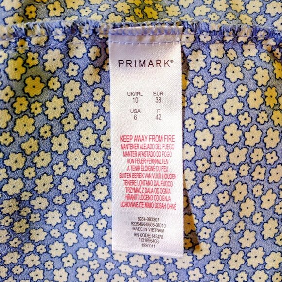 Primark Button Down Shirt Multicolor Womens Size 6 Floral Pleated - Picture 6 of 7